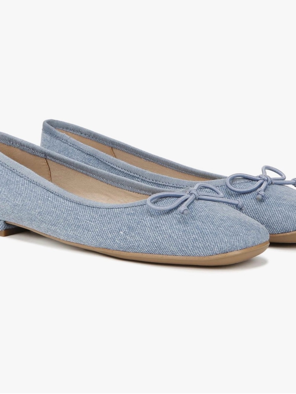 Franco Sarto Light Blue Denim Ballet Flats with Bow Trim
